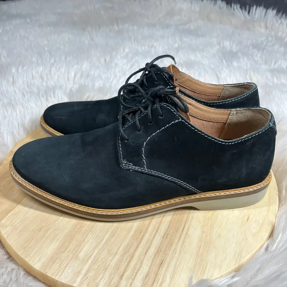 Clarks Atticus Lace Oxford Shoes Mens 9.5M Black Nubuck Suede Model #26142030
